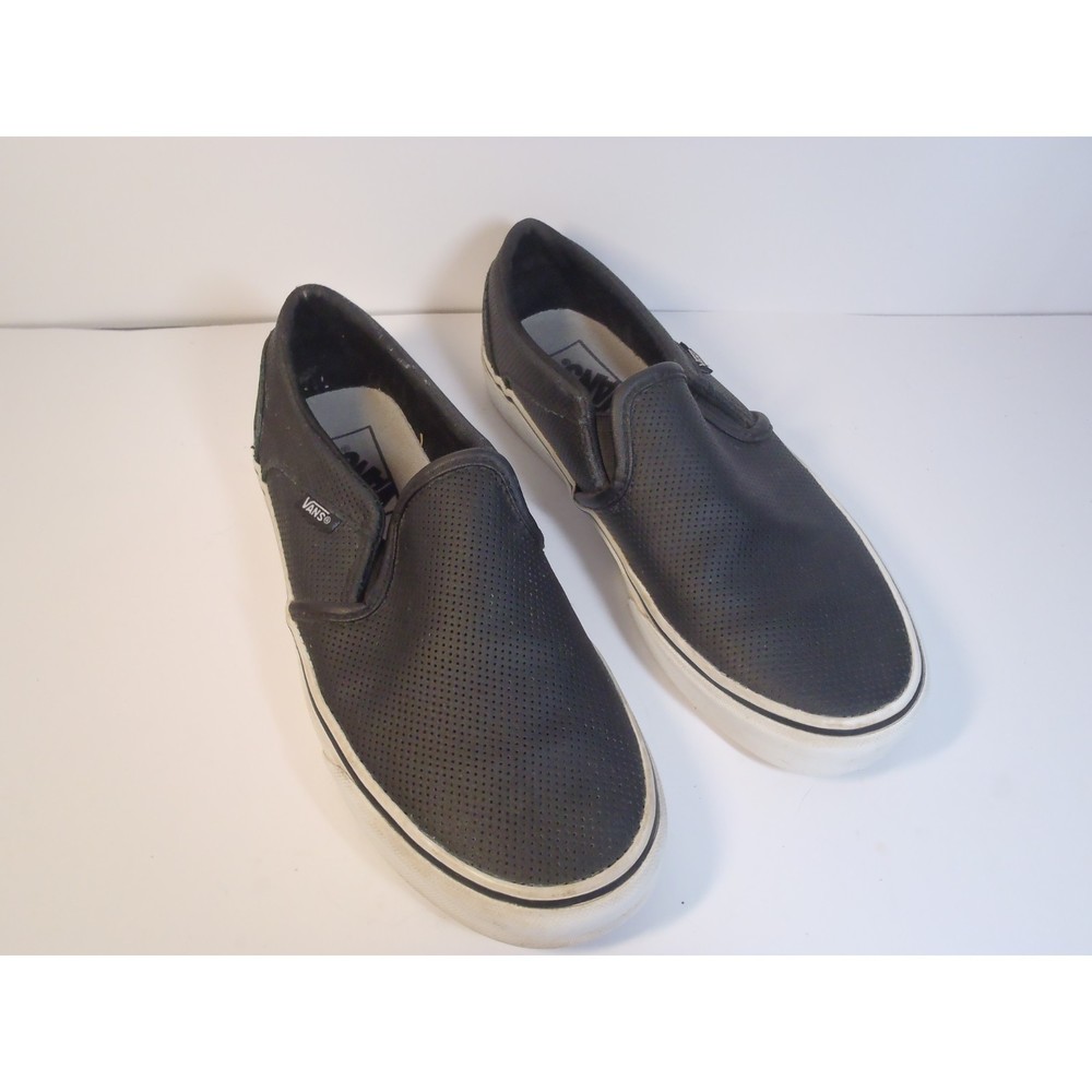 Vans Classic Slip On Skate Shoes Women 7 Black Perforated Leather
